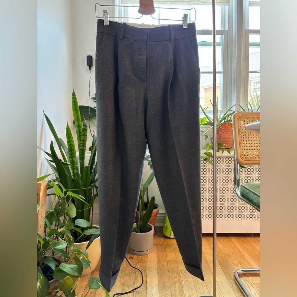 COS Charcoal Pleated and Cropped Dress Pants with Cuffs